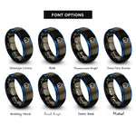 font options for inside engraving on gunmetal & blue thiophene ring rings