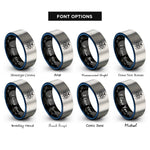 font options for inside engraving on black & blue & gray third eye rings