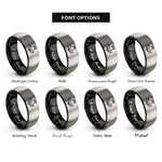 font options for inside engraving on black & silver thistle bloom rings