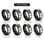 font options for inside engraving on black & grey thistle bloom rings