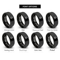 font options for inside engraving on black thistle bloom rings