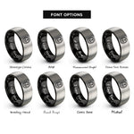 font options for inside engraving on black & silver thistle centerpiece rings