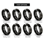 font options for inside engraving on black & silver thistle centerpiece rings