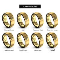 font options for inside engraving on black & gold thistle crown rings