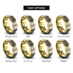 font options for inside engraving on gold & grey thistle rings