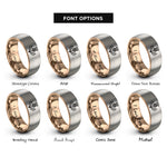 font options for inside engraving on rose gold & grey thistle rings