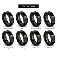 font options for inside engraving on black thistle scotland rings