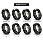 font options for inside engraving on black & gray thorn vine border rings