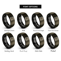 font options for inside engraving on gunmetal & black thorn vine border rings