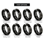 font options for inside engraving on black & grey thorn wrapped cross rings