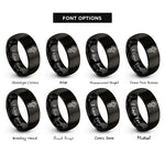 font options for inside engraving on black thorn wrapped cross rings