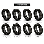 font options for inside engraving on black thorn wrapped cross rings