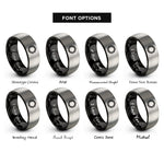 font options for inside engraving on black & grey thorns circle rings