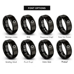 font options for inside engraving on black thorns circle rings
