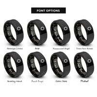 font options for inside engraving on black thorns circle rings