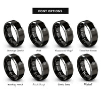 font options for inside engraving on black & silver thorns cross rings