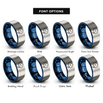 font options for inside engraving on blue & gray thought cloud ellipsis rings
