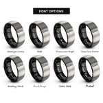 font options for inside engraving on black & silver thread snips rings