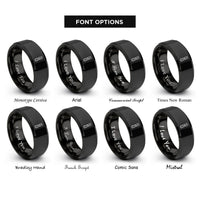 font options for inside engraving on black thread snips rings