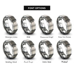 font options for inside engraving on gray thread snips rings