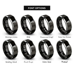 font options for inside engraving on black & silver threaded bolt pattern rings