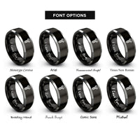font options for inside engraving on black & silver threaded bolt pattern rings