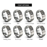 font options for inside engraving on silver threaded bolt pattern rings