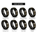 font options for inside engraving on gunmetal & black threaded bolt pattern rings