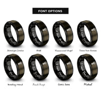 font options for inside engraving on gunmetal & black threaded bolt pattern rings