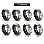 font options for inside engraving on black & silver threaded insert rings