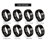 font options for inside engraving on black threaded insert rings