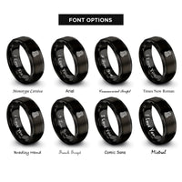 font options for inside engraving on black threaded insert rings