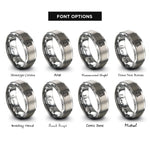 font options for inside engraving on grey threaded insert rings