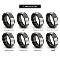 font options for inside engraving on black & grey threaded rod rings