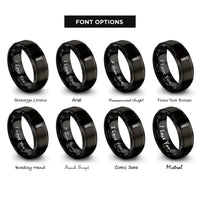 font options for inside engraving on black threaded rod rings