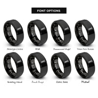 font options for inside engraving on black threaded rod rings