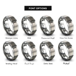 font options for inside engraving on grey threaded rod rings