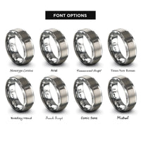 font options for inside engraving on grey threaded rod rings