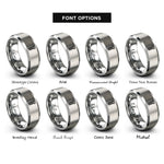 font options for inside engraving on grey threaded rod rings