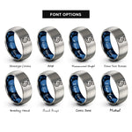 font options for inside engraving on blue & grey three rings
