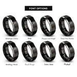 font options for inside engraving on black & grey three of cups rings