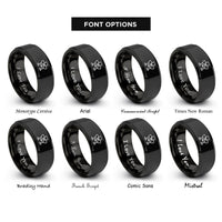 font options for inside engraving on black three of cups rings