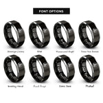 font options for inside engraving on black & gray three strand circle rings