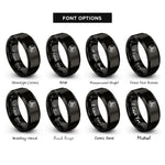 font options for inside engraving on black three strand circle rings