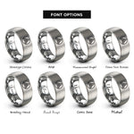 font options for inside engraving on gray three strand circle rings