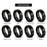 font options for inside engraving on black throttle rings