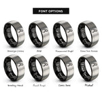 font options for inside engraving on black & gray throw bag rings