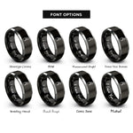 font options for inside engraving on black & grey throw bag rings