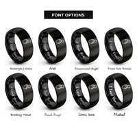 font options for inside engraving on black throw bag rings