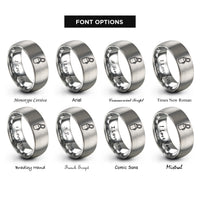font options for inside engraving on grey throw bag rings